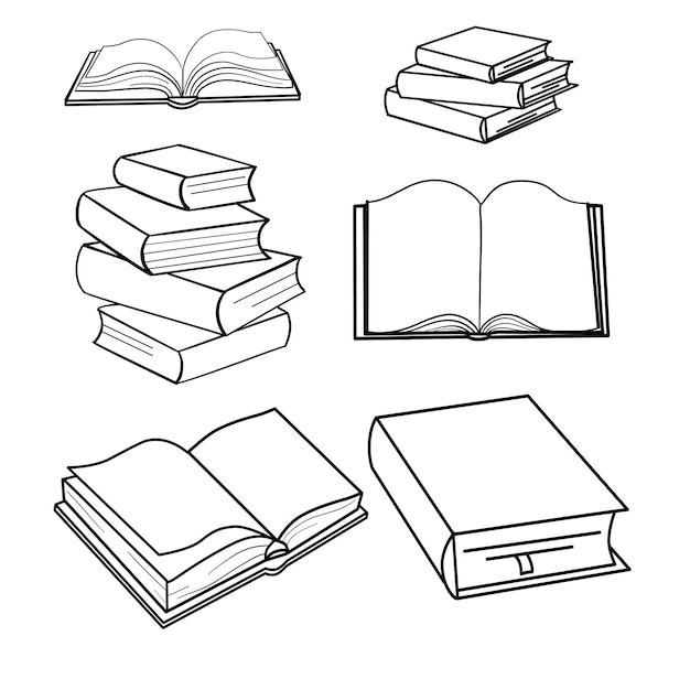 set of sketches of books vector illustration