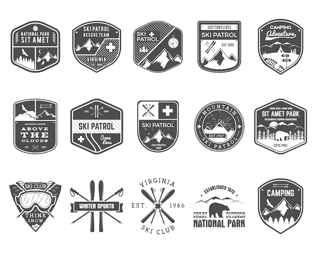 Set ski club, patrol labels.