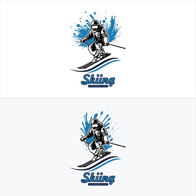 스키 스포츠 게임 배지 디자인 세트