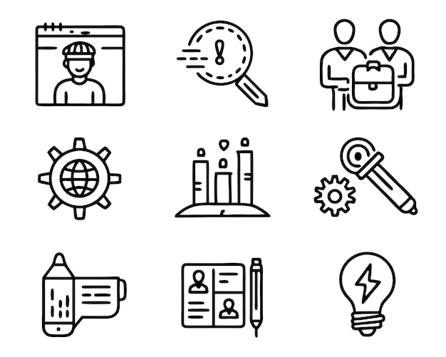 set of skills icon line art skill concept development education training skills youth