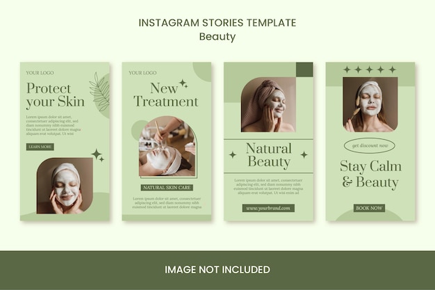 Vector set of skin care minimalist instagram stories post template