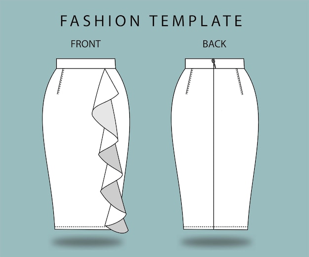 セットスカートの正面図と背面図