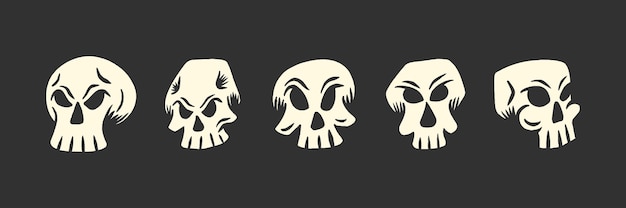 Set of skull head illustration for t-shirt or tattoo design