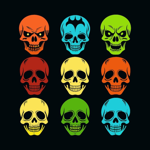 Vettore set of skull vector icon