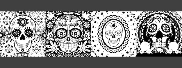 Set of skull vector illustration set