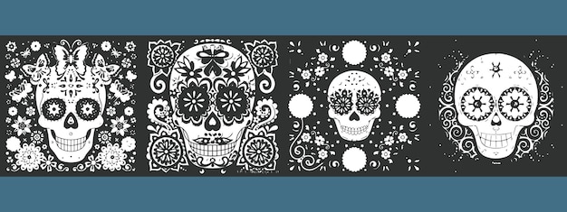 Set of skull vector illustration set