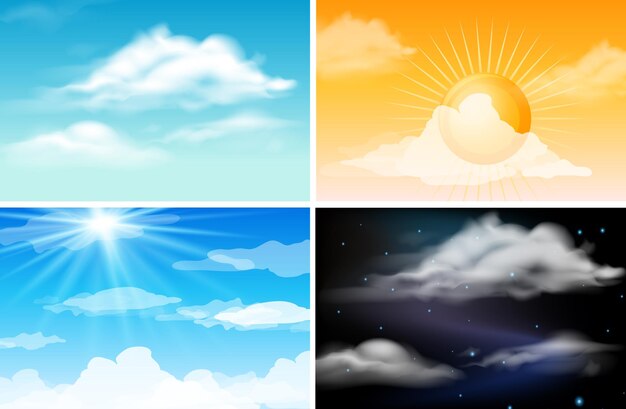 Set of sky at different times