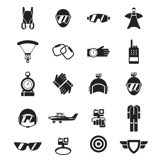 Set of sky diving icon