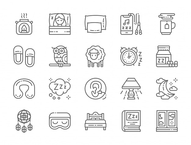 Set of Sleep Line Icons