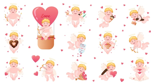 Vector set of small cherubs isolated
