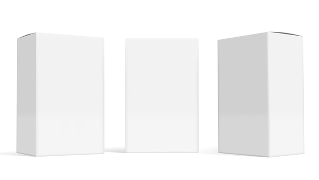 Vector set of small white cardboard boxes with shadows