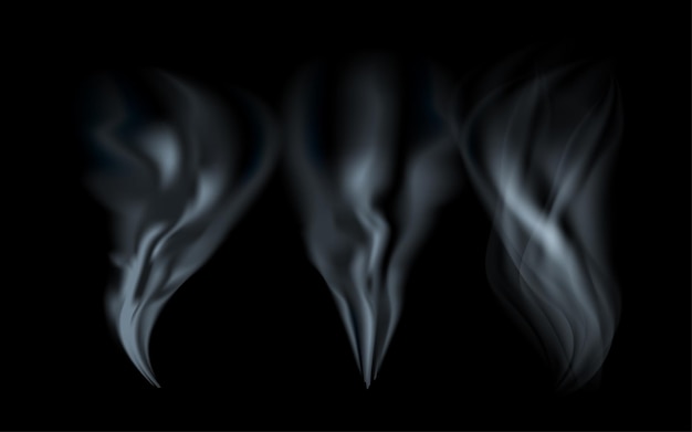 Vector set of smoke on black background