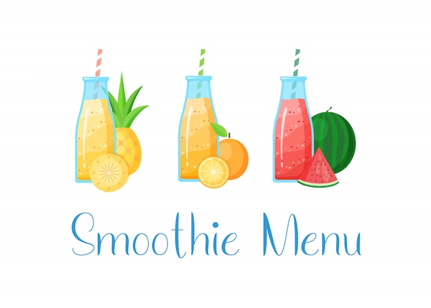 Set of smoothie vitamin drink illustration