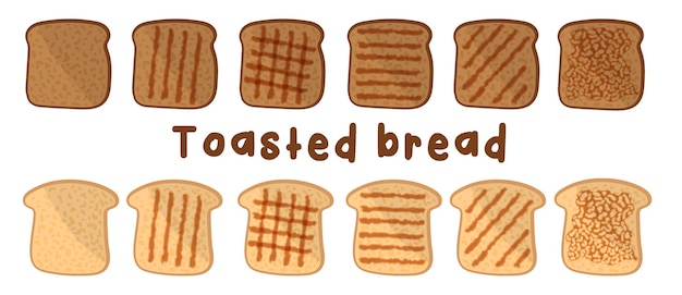 Set sneetjes toastbrood Bakkerijproduct in cartoon-stijl