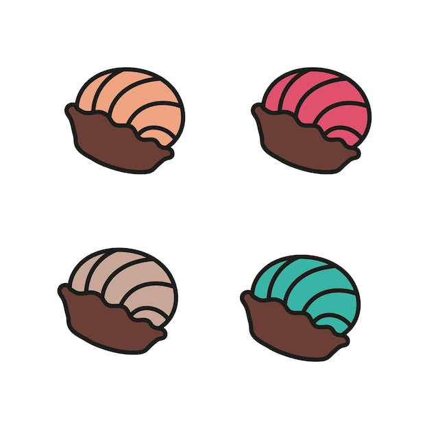 Set snoepjes snoepjes gekleurde chocoladesuikergoed Doodle Vector illustratie Concept snoepwinkel café