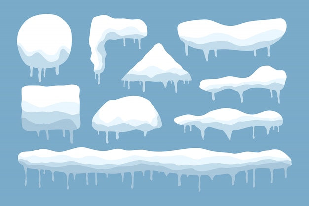 Vector set of snow caps