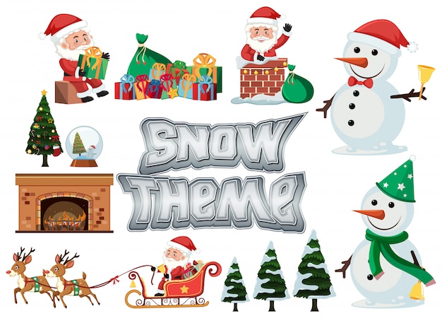 Vector set of snow and christmas theme