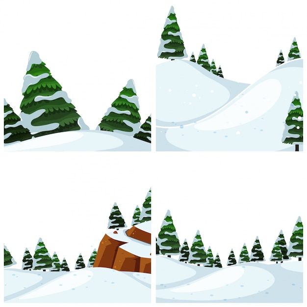 Vector set of snow scene