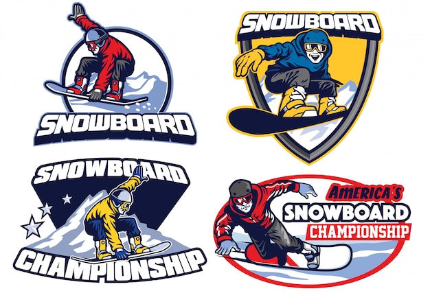 Vector set of snowboard badge design