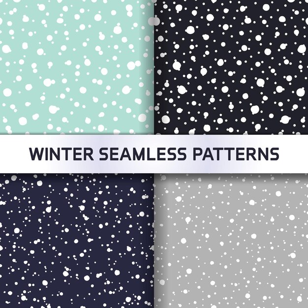 Vector set of snowfall seamless pattern. winter holidays with falling snow repeat design.