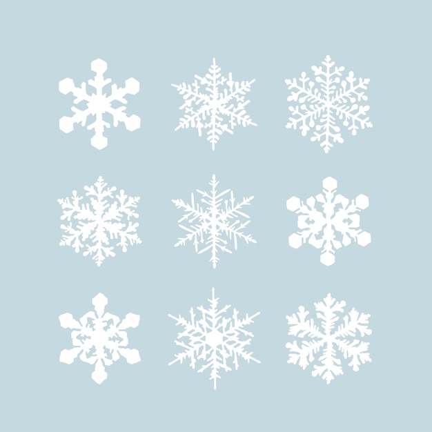 A set of snowflakes to create a winter pattern. Hand-drawn style. Vector illustration