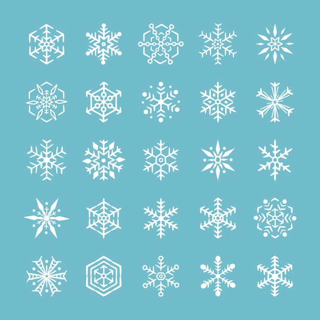 Set of snowflakes falling on christmas