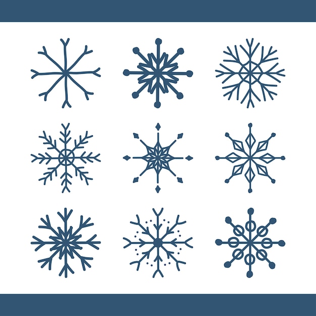 Set of snowflakes in handdrawn style.