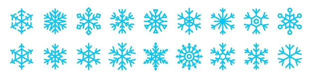 Набор иконок снежинки в плоском дизайне