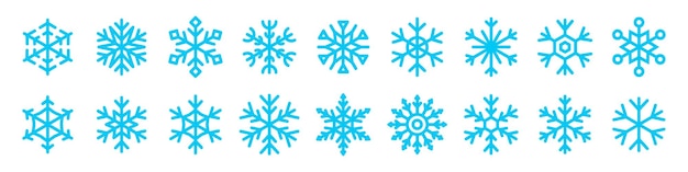 Set of snowflakes icons in a flat design snowflake ornament design