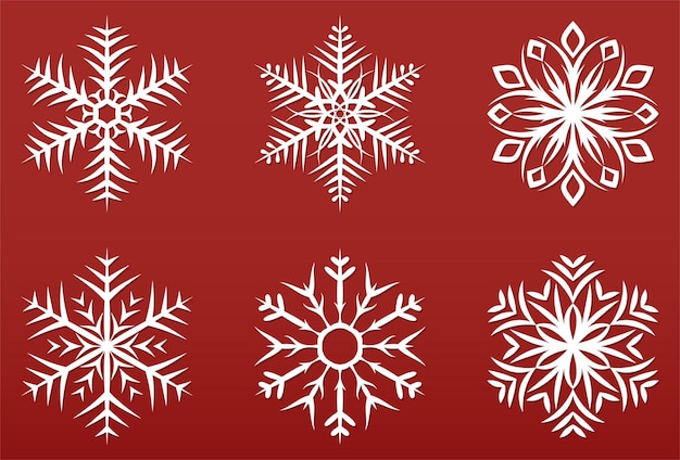 雪片のイラストのセット紙カットクリスマスと新年の装飾要素