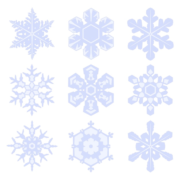 Set of snowflakes isolated on white background