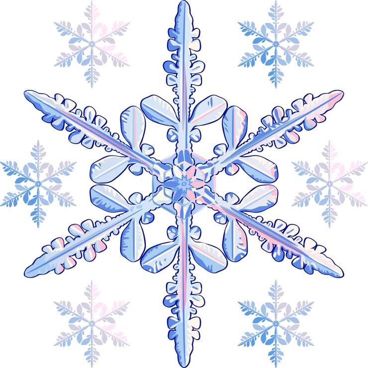 Vector set of snowflakes most detailed and small stylized