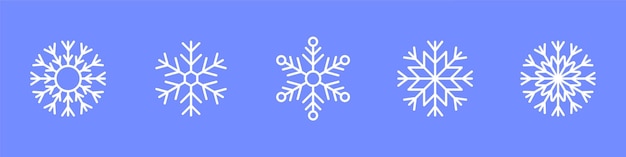 Set of snowflakes in thin line style Winter flat vector decoration elements