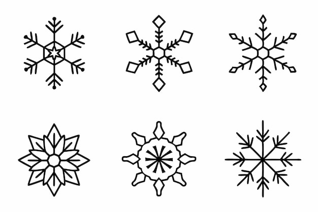 雪花と白い背景のセット
