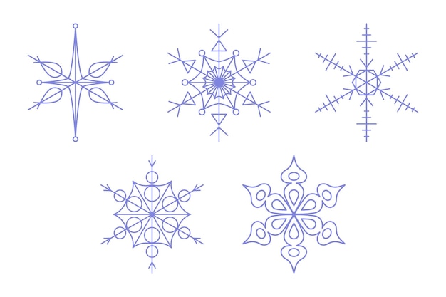 A set of snowflakes on a white background