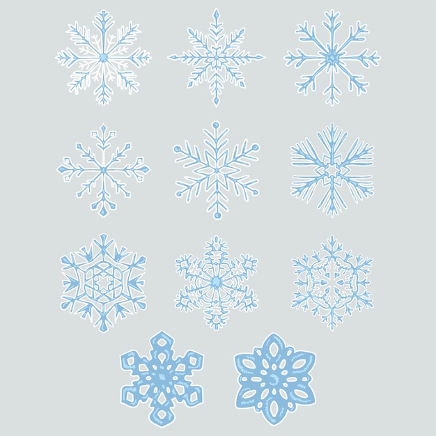 雪片冬の絵のセット。ベクター グラフィックス