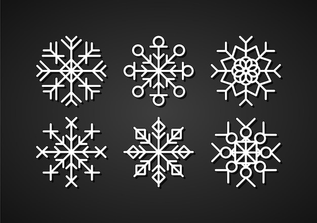 Set of snowflakes with paper