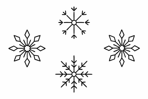 白い背景の雪花のセット