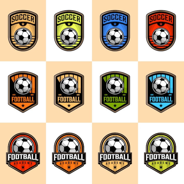 Set of soccer ball football badge