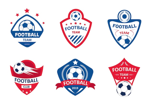 Vector set of soccer or football club logos. football logo designs with shield background, vector illustration