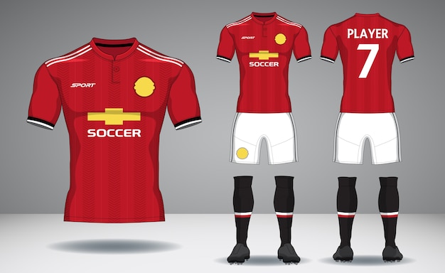 Set of soccer kit, sport t-shirt design.