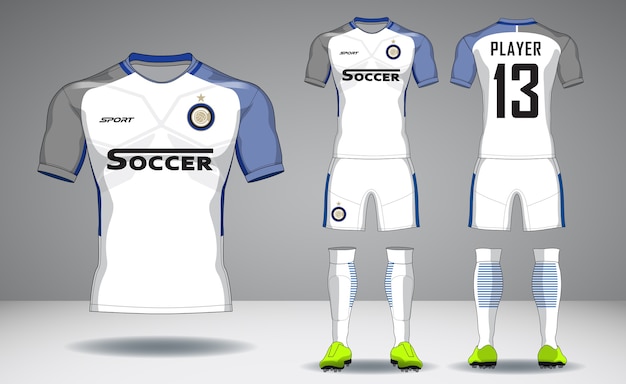 Set of soccer kit, sport t-shirt design.