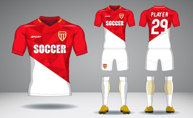 Vector set of soccer kit, sport t-shirt design.