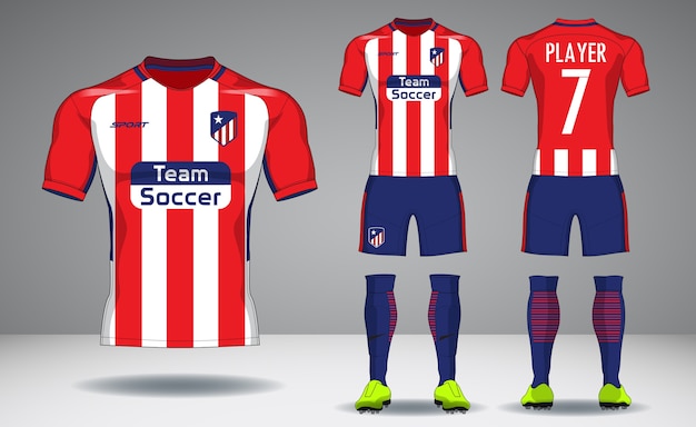 Set of soccer kit, sport t-shirt design.