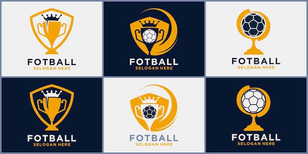 Set of soccer logossoccer clubtournament logossoccer logos soccer trophy vector templates