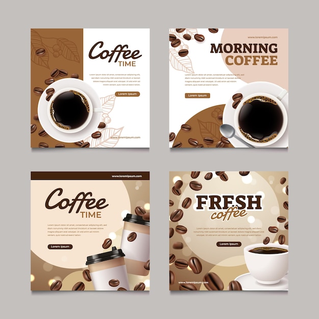 Vector set of social media for coffee