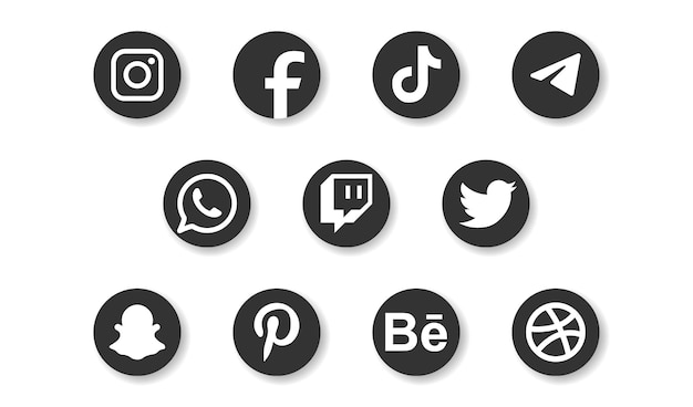 Set of social media icons Social media logotype collection EPS 10