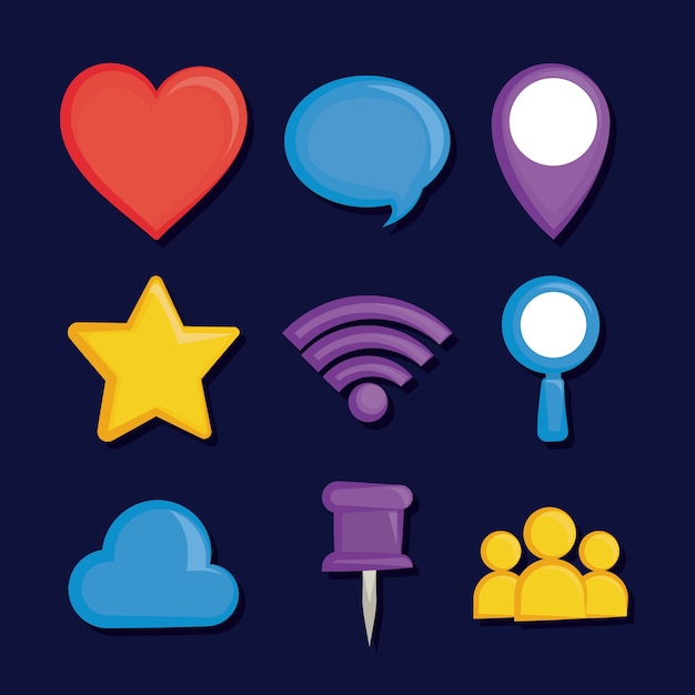 Set of social media icons