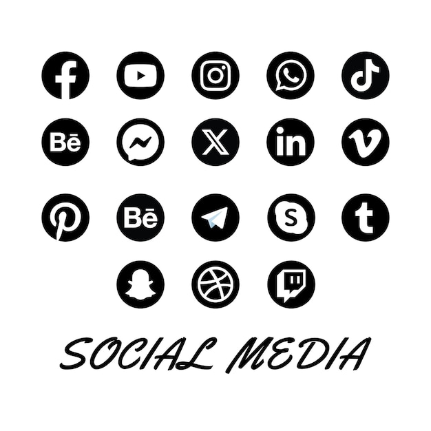 Set di icone dei social media.