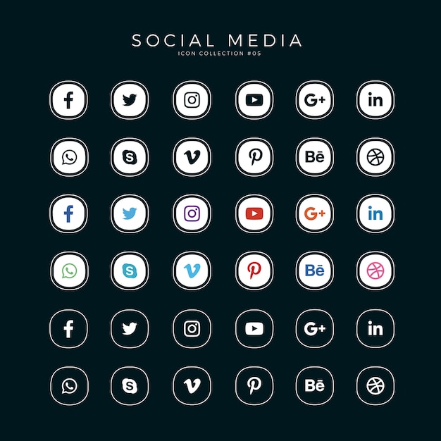 Vector set social media icons